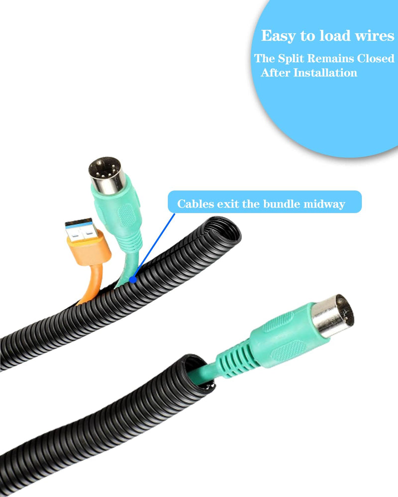 [Australia - AusPower] - 1/4 Inch Wire Loom Split Tubing - 16.5ft Cord Protector Electric Wires Covers, Automotive Wire Flexible Conduit, Plastic Wire Cover 1/4"-16.5ft 