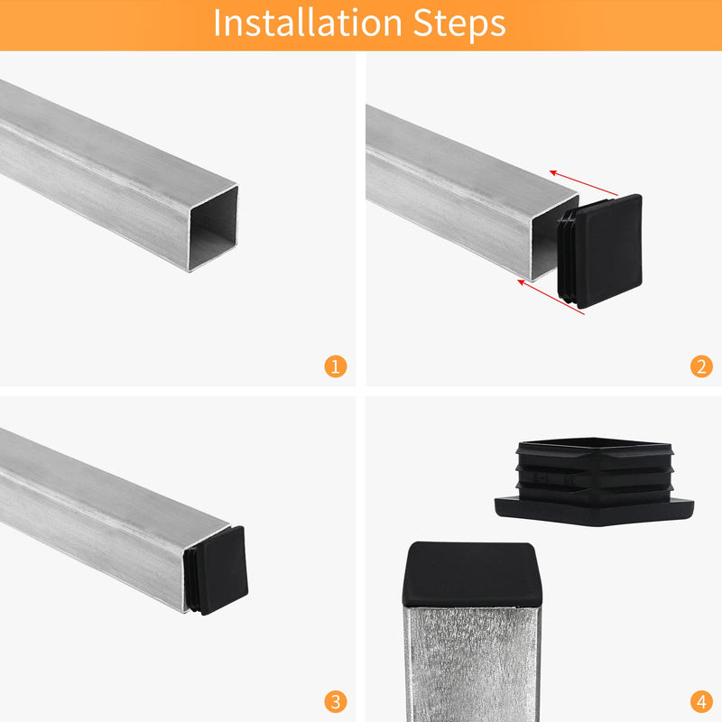 [Australia - AusPower] - 2 Inch 2x2 Square Tube End Cap Plastic Plugs 12 Pack, 2 Inch 2x2 Square Tubing Plug 2x2 Tube End Caps Fence Post Pipe Cap Cover Tubing Insert Chair Glide Finishing Plugs, Black 