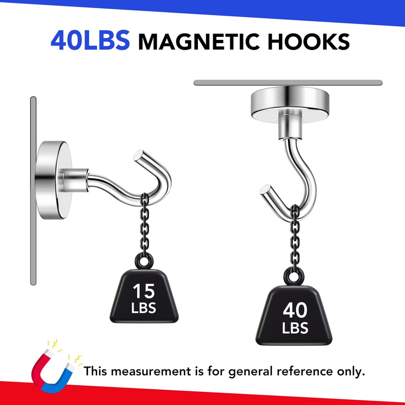 [Australia - AusPower] - Magnetic Hooks, 40Lbs Heavy Duty Magnets Hooks for Cruise Cabins, Extral Strong Magnets with Hooks for Hanging, Metal Magnetic Grill Hooks Magnetic Hanger for Fridge, Toolbox, Storage - 6Pack 6 Pack 