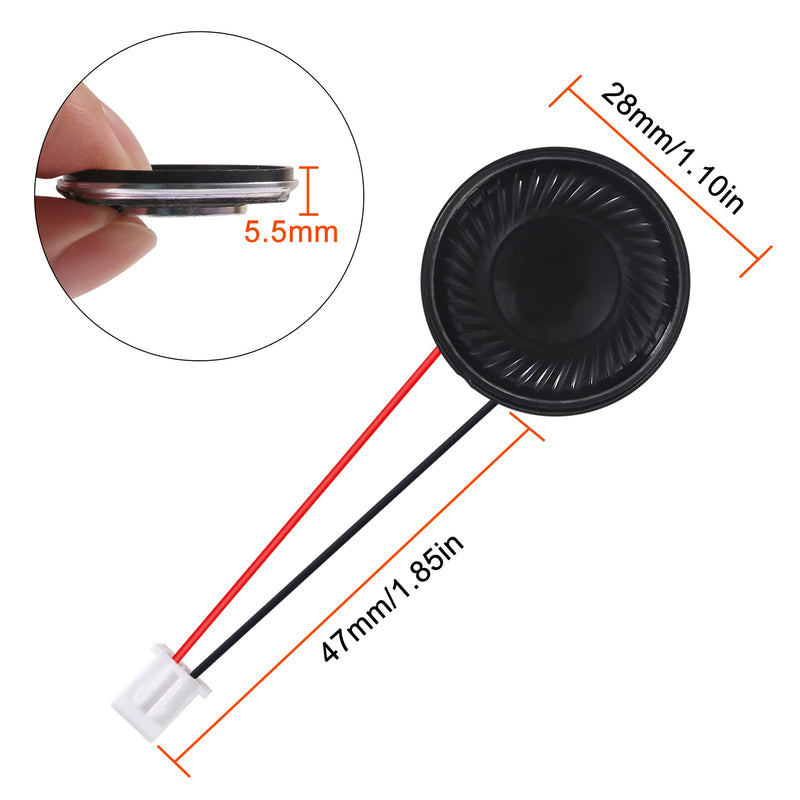 [Australia - AusPower] - 6Pcs 8 Ohm 2W Speaker 8ohm Round 28mm Loud Speakers Compatible with Small Loudspeaker Audio MP3 MP4 Player Speaker 2Pin - Black 6Pcs 8 Ohm 2W withTerminal 