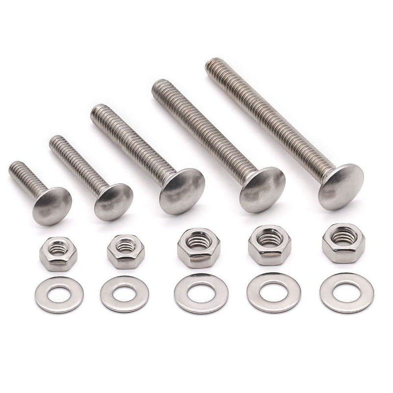 [Australia - AusPower] - 1/2-13 x 3-1/2" (4 Sets) Stainless Steel Square Neck Carriage Bolts with Nuts and Washers, Full Thread, No Coating Plain Finish, Coarse Thread UNC, Stainless Steel 304 (18-8) 1/2-13 x 3-1/2" 4 