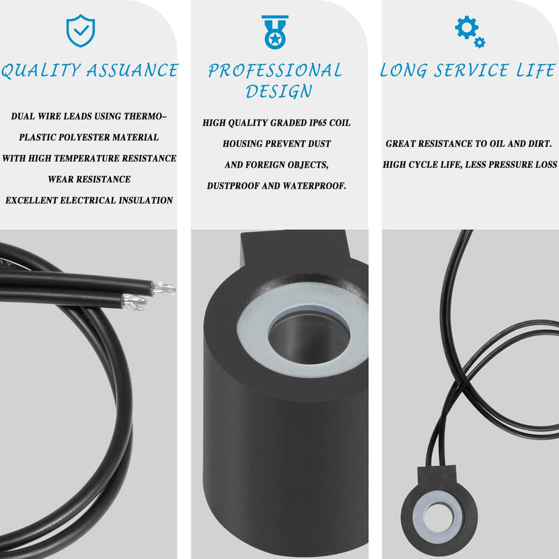 [Australia - AusPower] - 10238-66 12V DC 1/2" Hole Solenoid Coil 16W Hydraulic Power Unit Lift Dump Compatible with 08 Series Vale Stem Series 