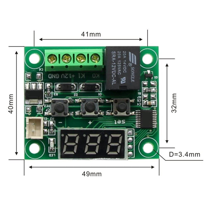W1209 DC 12V Digital Mini Thermostat Temperature Controller Control Switch Sensor Module Pack of 2