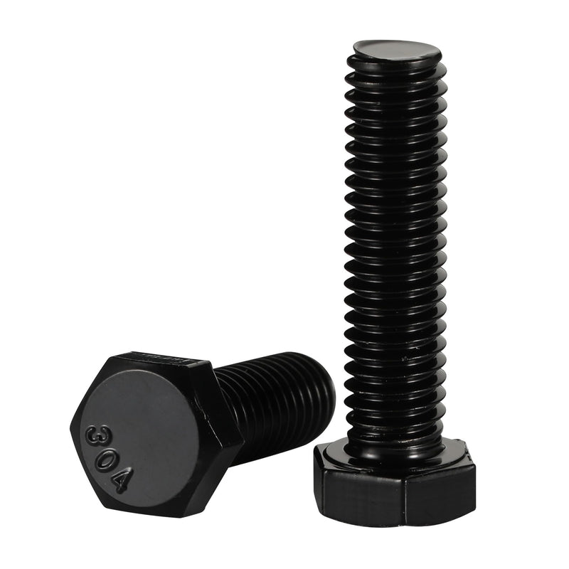 [Australia - AusPower] - 3/8-16 x 2" Hex Head Cap Screws Hexagon Bolts, Stainless Steel 18-8 Black Finish, UNC Coarse Thread Fully Threaded, 10 PCS 3/8-16 x 2" 