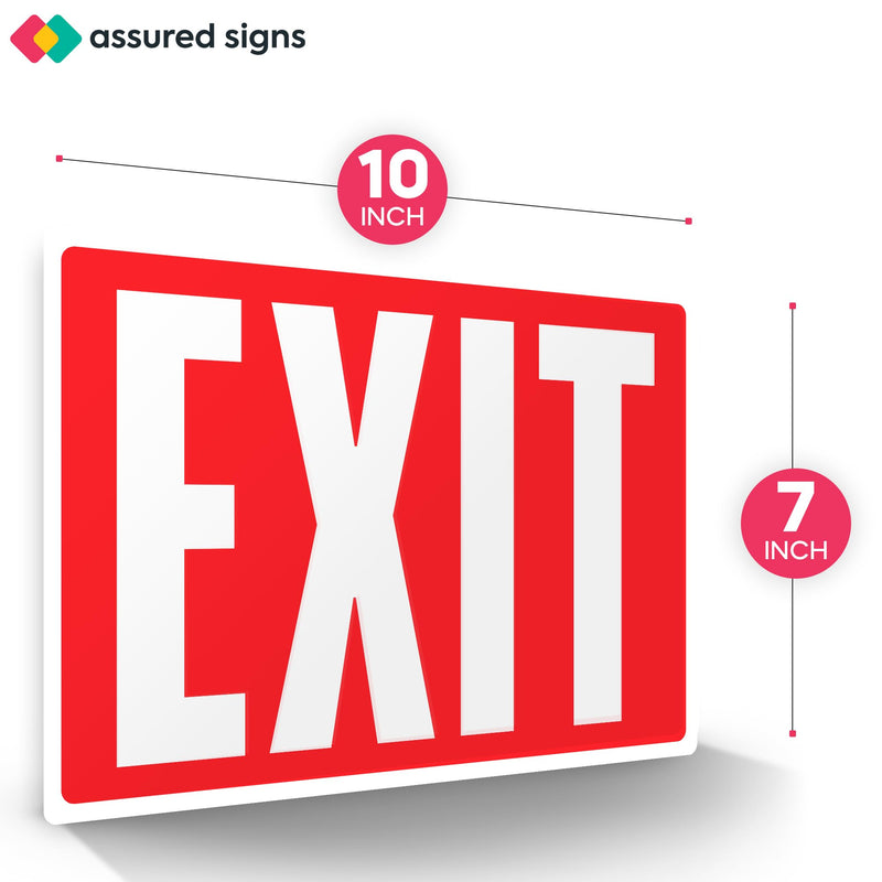 [Australia - AusPower] - ASSURED SIGNS 4 pcs Emergency Exit Sign Stickers - Glow in The Dark - 10" by 7" - Ideal Safety Signs for Business or Office - Photoluminescent, Reflective, UV Protected - Apply to Door, Wall, Window 