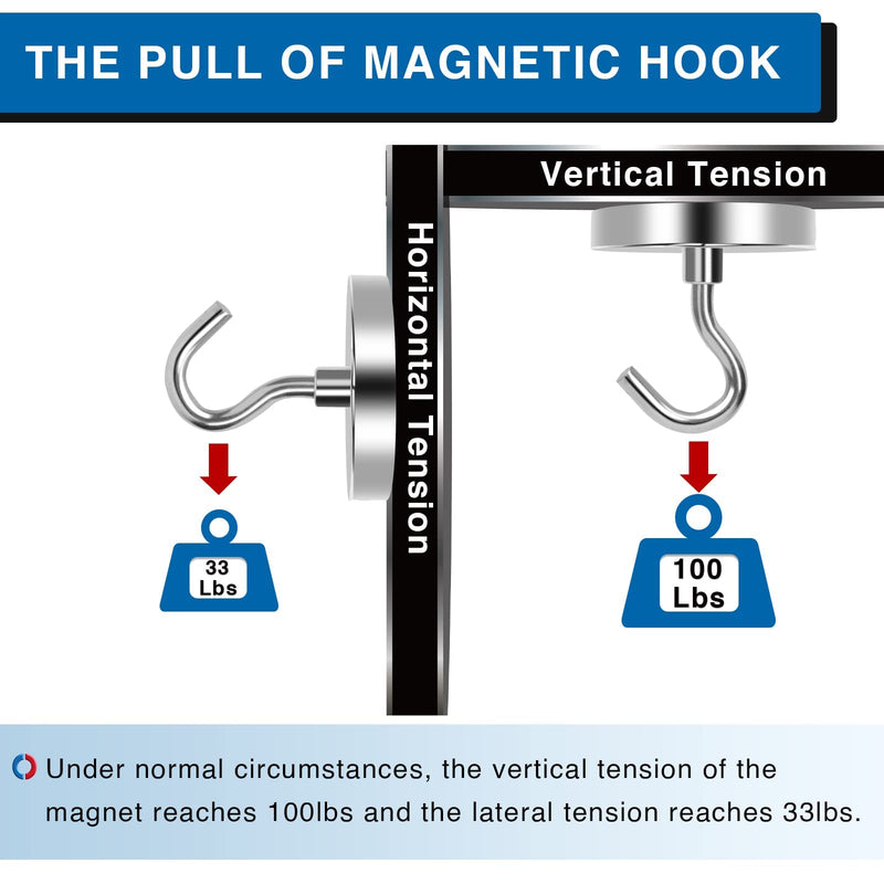 [Australia - AusPower] - LOVIMAG Strong Magnetic Hooks, 100LBS Magnet Hooks for Cruise Cabin, Super Powerful Neodymium Magents for Cruise Essentials Must Haves, Heavy Duty Magnets for Metal Door, Refrigerator,Ceiling - 6 Pcs 110lbs Silver 