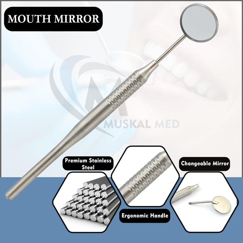 [Australia - AusPower] - Set of 3 Instruments Basic Dental Set Mirror Explorer College Cotton Plier Hollow Handle Dental Instruments (Silver) DN-2512 Silver Set of 3 