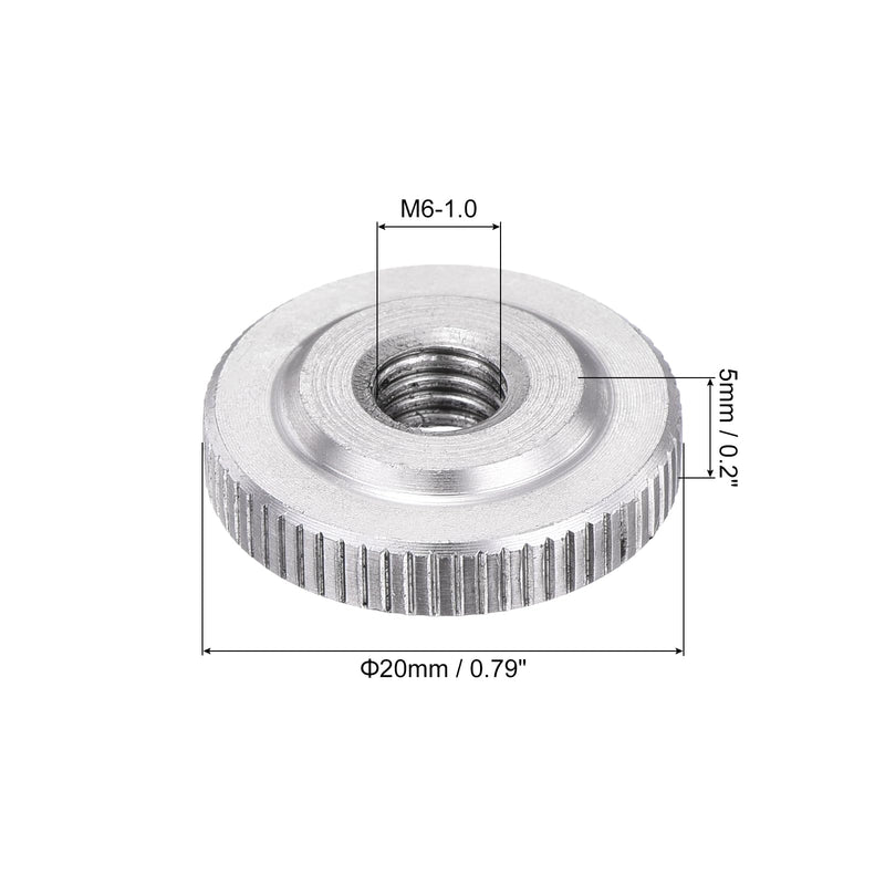 [Australia - AusPower] - uxcell 10Pcs M6 Knurled Thumb Nuts, 304 Stainless Steel Round Knurled Flat Head Through Hole Handle Nut, Lock Adjusting Nuts, Thin Type, Silver 10 