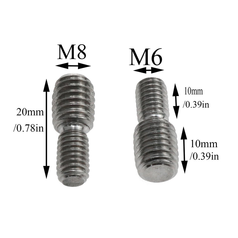 [Australia - AusPower] - Meuey Lyot- 304 Stainless Steel Transfer Screws Reducer Screw M6 to M8 Metal Adapter External Thread -12pcs 