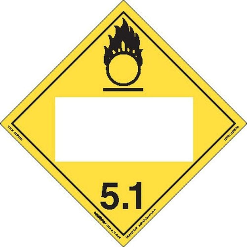 Labelmaster ZEZ6B Oxidizer Hazmat Placard, Blank, E-Z Removable Vinyl (Pack of 25)