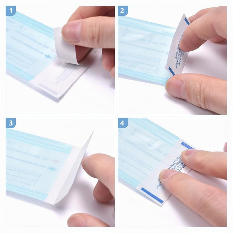 YUZNA 100 x Disposable Sterilisation Bags with SK Closure, Self-Adhesive, Steri Bags for Autoclaves (5.7 x 13 cm)