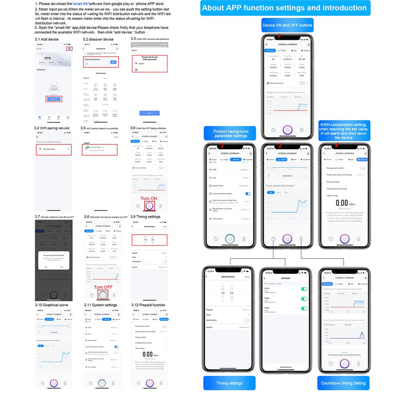 AT2PW 100A Tuya WiFi Din Rail Energy Meter Smart Switch Remote Control AC 220V 110V Digital Volt Amp Kwh Frequency Factor Meter