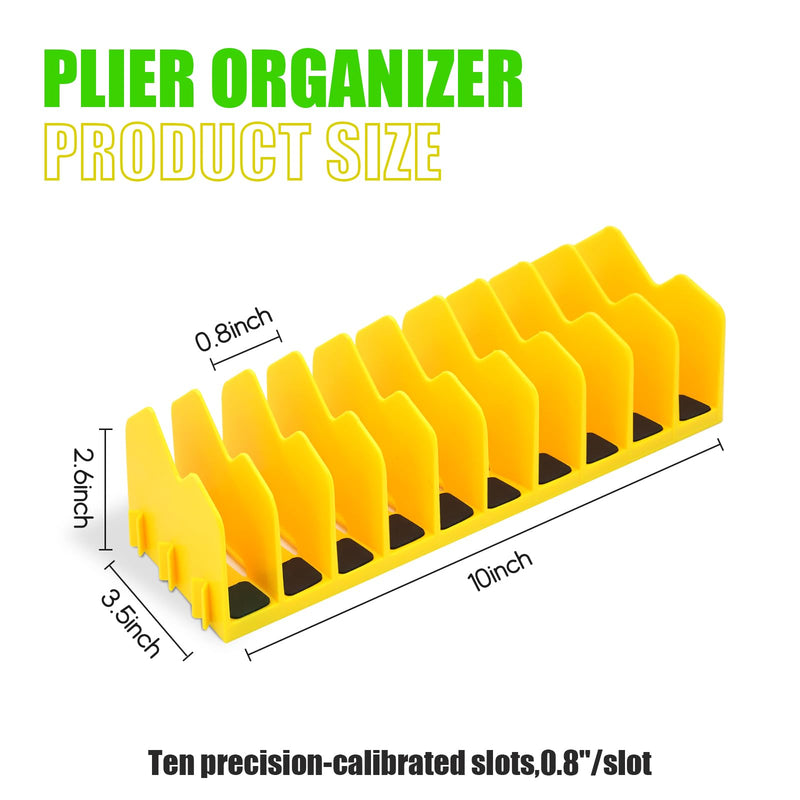 Plier Organizer, 4 Pack Pliers Organizer for Tools Cutters with Extendable Design & Non-Slip Rubber Base, 40 Slots Drawer Organizers for Tools, Wrenches, Screwdrivers,Green&Yellow Green&Yellow 4Pack