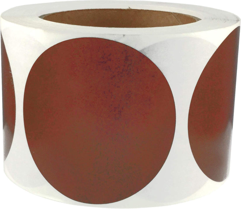 Brown Color Coding Labels – 3 Inch Round Circle Dots, 500 Total Adhesive Round Stickers on a Roll for Inventory, Organization, Warehouse, and Retail – Made in the USA