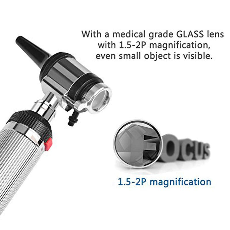 [Australia - AusPower] - Ear Otoscope Kit - 4X Magnifying Ear Scope with Lights Endoscope Diagnostic Medical Instrument Otoscope - 3 Speculum Tips Inspect Ear for Children, Adults, Doctors, Veterinary, Pets Screening 