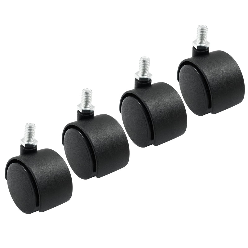 [Australia - AusPower] - 4pcs 1.5 Inch Swivel Caster Wheels, Black Nylon M8 Threaded Stem Caster Wheels, Heavy Duty Swivel Stem Casters Wheels Replacement for Furniture, Table, Cabinet, Shelf 1.5 Inch Stem 
