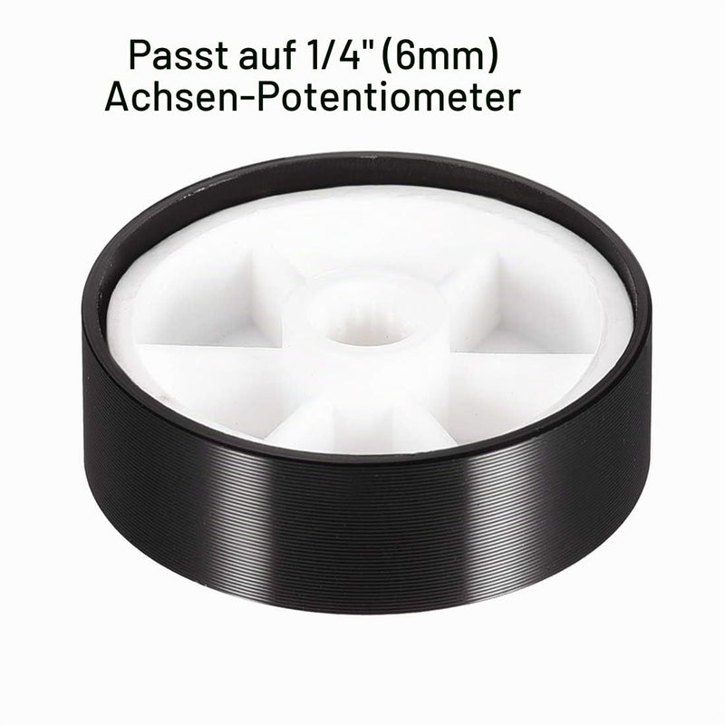 sourcing map Aluminum Volume Control Potentiometer 30 mm x 10 mm Black | Knurled shaft smooth surface rotary knob