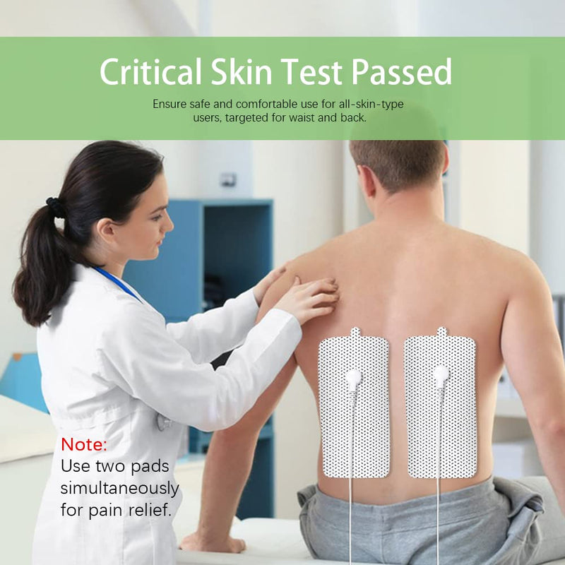 [Australia - AusPower] - TENS Unit Replacement Pads Standard 3.5mm Snap-on 4 * 8" Large Reusable TENS Unit Pads Premium Non-Irritating TENS Pads Replacement Self-Adhesive Electrode Pads for Muscle Stimulator Therapy - 4Pcs 4x8" 