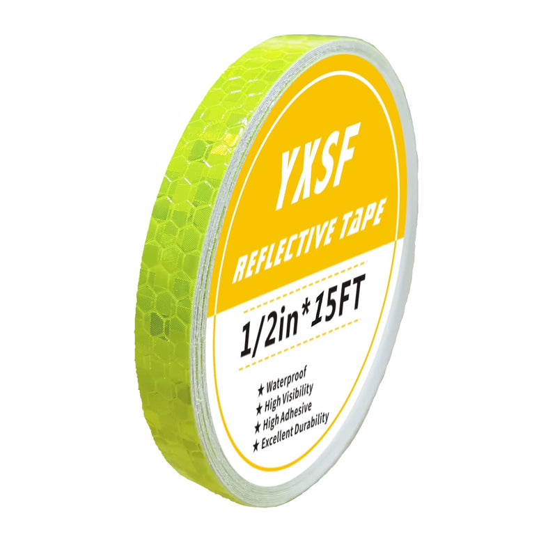 Yellow Fluorescent Reflective Tape,0.5 Inch×15 Feet Reflector Strips,High Visibility Outdoor Waterproof Self-Adhesive Reflective Tape for Bikes Cars Ships Motorcycles… 0.5 Inch×15 Feet Fluorescent Yellow