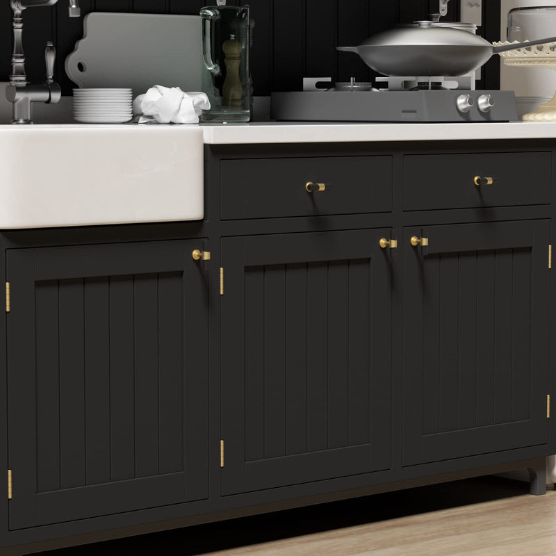 Goldenwarm 10 Pack Black and Gold Cabinet Knobs Kitchen Cabinet Knobs for Dresser Drawers Black and Gold Cabinet Pulls Modern Hardware for Cupboard Bathroom,Zinc Alloy Base Single Pull Black & Matte Gold