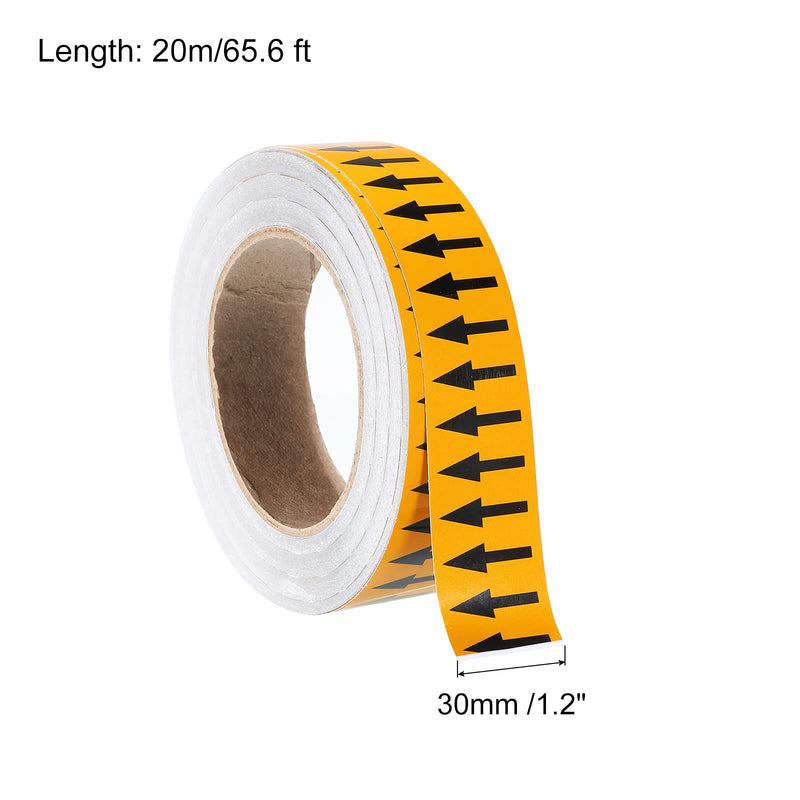 PATIKIL Black on Yellow Color Arrow Tape Vinyl Stickers Arrow Labels 30mm/1.2" for Pipe Markers, 1 Roll