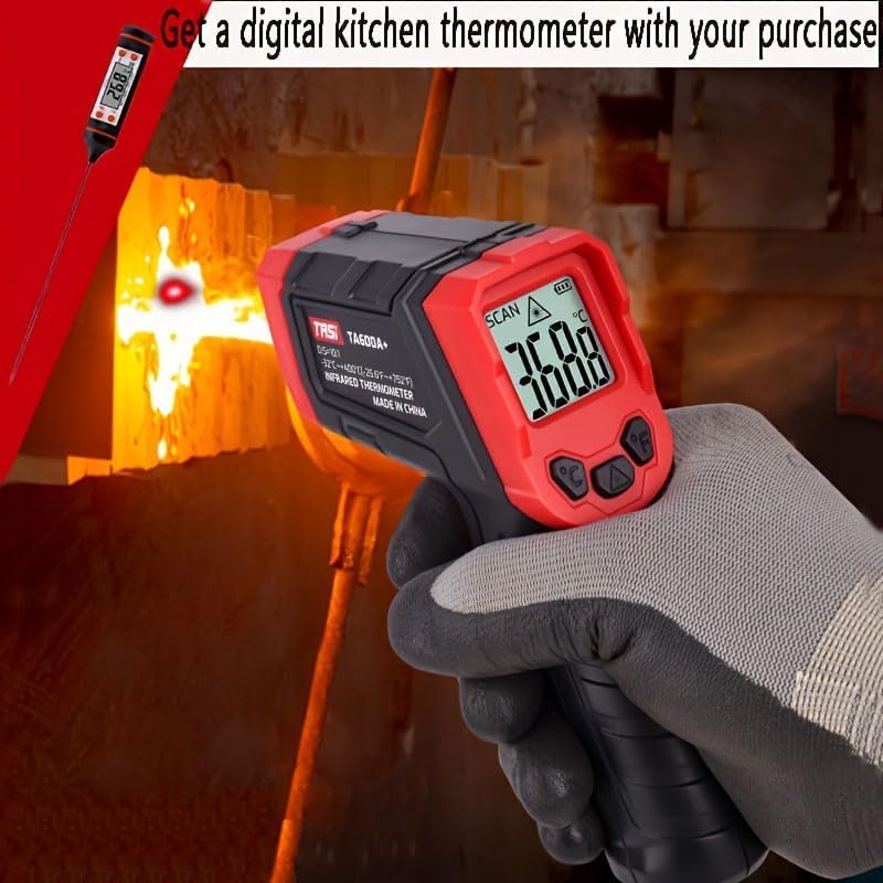 [Australia - AusPower] - Infrared Thermometer, Digital Laser Temperature Meter -37°F~1022°F (-32°C~550°C) IR Temperature Gun (Not for Humans) Ideal for Cooking, Frying, Kitchen, Barbecue, Meat, Sugar, Freezer Red-32°C~550°C 