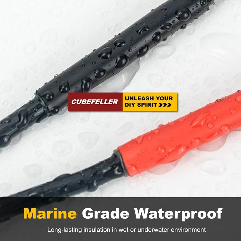 [Australia - AusPower] - CUBEFELLER® 3:1 Ratio 1/2 Inch (12.7mm) Heat Shrink Tubing Kit,Black 4ft & Red 4ft (2.5M Total Length), Marine Grade Waterproof Adhesive Lined, Insulation Sealing Oil-Proof Wear-Resistant,ET0812BR 12.7mm (1/2") - 4ftt *2 Red & Black 
