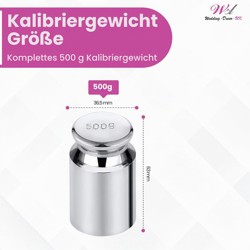 Weddecor 500g Scale Calibration Weight with Chrome Plating - Precision Accuracy of Digital Scale Balance, Pocket, Jewelry, Kitchen Scale, Science Lab (Single)