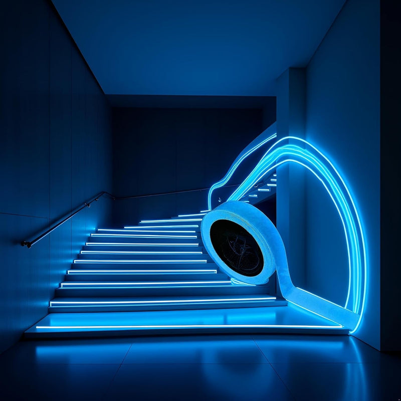 Glow in The Dark Tape, Fluorescent Spike Sticker for Stairs Walls Steps Safetys Exits Sign Warning Tape, Self-Adhesive Luminous Tapes (9.8 FT)