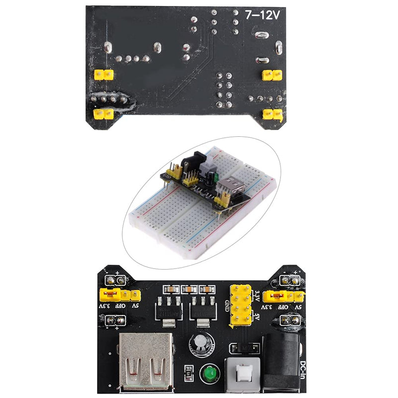 [Australia - AusPower] - 400 Tie Point Interlocking Solderless Prototype Breadboard + MB102 Power Supply Module 3.3V 5V + Alligator Clip to Jumper Wire 20cm Male Female 