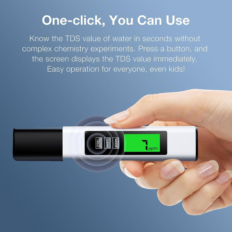 [Australia - AusPower] - TDS Meter, 3 in 1 TDS, EC & Temperature Meter, Accurate Reliable PPM Meter, Digital Water Testing Kits for Drinking Water Quality White+Black 