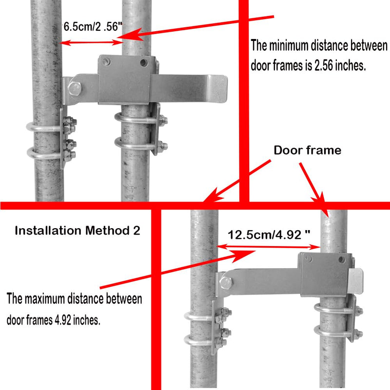 Chain Link Residential Strong Arm Double Gate Latch,Use This Double Gate Latch Where 2 Gates Swing Together.The Minimum Distance Between Doors is 2 ",Chain Latch for 1-1/4" Gate Frames Pipe Sizes.