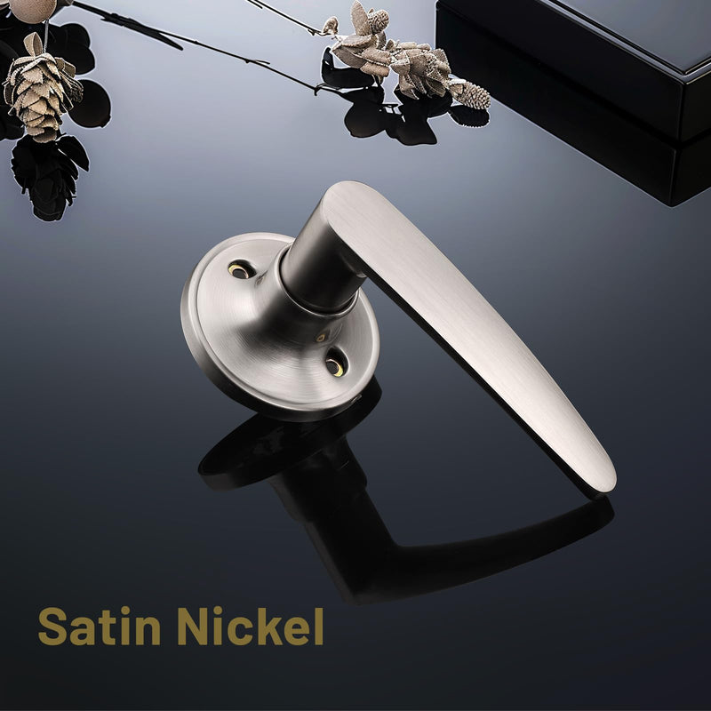 KNOBWELL 2 Pack Dummy Door Handle, Satin Nickel Door Levers with No Latch or Lock, One Side Heavy Duty Inactive Interior Doorknob Brushed Nickel Dummy(no lock no latch)