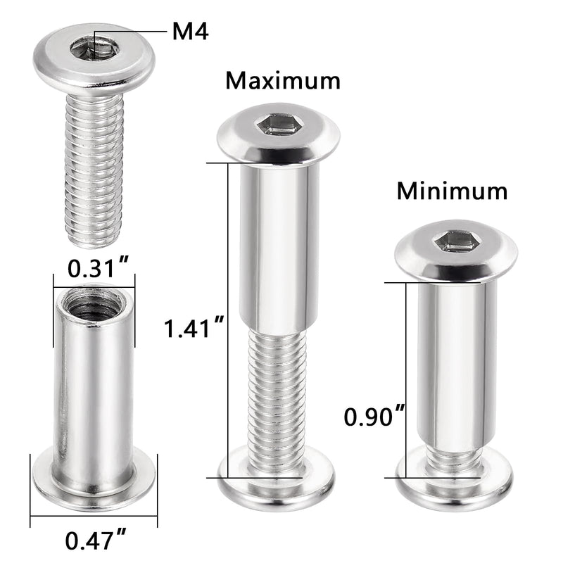 [Australia - AusPower] - 50 Sets Silver Furniture Bolts Hex Screw and Bolt Set - M6x20mm Metal Metric Thread Repair Kit for Wood Screw, Furniture Screws and Bolts, Tv Wall Mount Screws Kit 50 