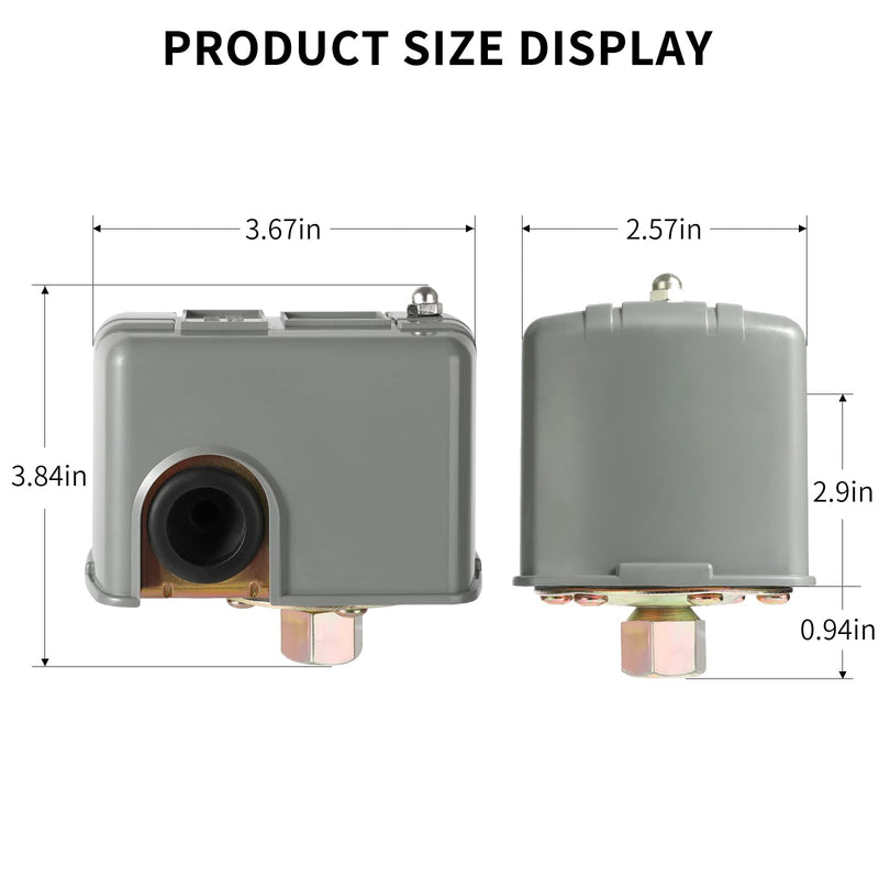 [Australia - AusPower] - Pessure Switch for Well Pump, Enmja 40-60Psi Water Pressure Switch Adjustable Differential, 1/4" Female NPT Water Pump Pressure Control Switch 