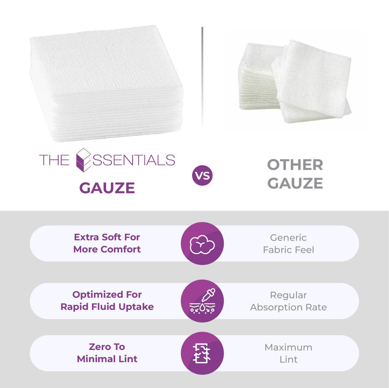 [Australia - AusPower] - The Essentials 1000 Count Gauze Pads 2x2 - Soft 4-Ply Non Sterile Non Woven Dental Gauze Sponges - Esthetic Wipes - All Purpose Medical Gauze Squares for First Aid, Surgical, Wound Dressing 