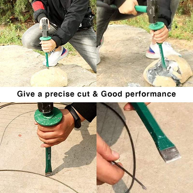 [Australia - AusPower] - Masonry Chisel With Hand Guard, 12 inches Heavy Duty Flat End Rock Concrete Mortar Stone Chisel for Demolishing Carving Splitting Breaking Hounding 