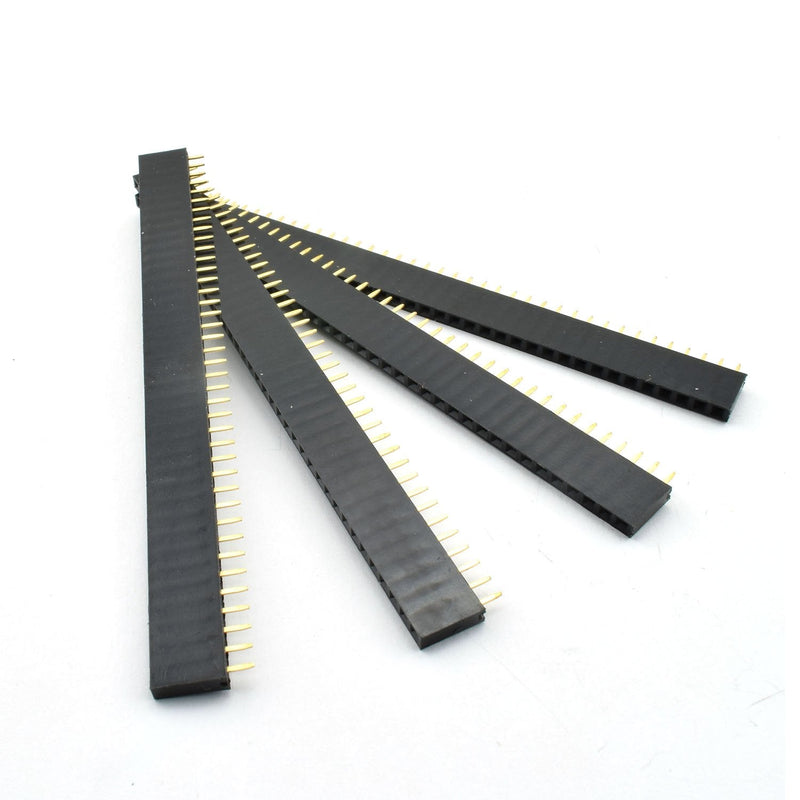 [Australia - AusPower] - 10pcs 2.54mm 40Pin Female Socket Pin Header Strip 1x40P Single Row Straight Female Socket Pin Header Strip Connector Black 