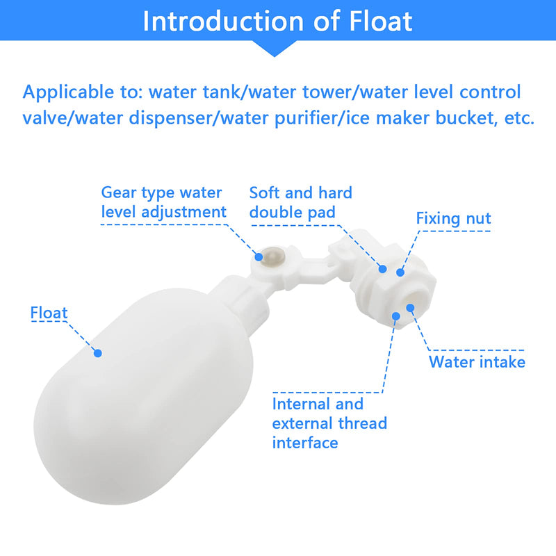 [Australia - AusPower] - 20 Pack Adjustable 1/4" Float Ball Valve Kit with Push-In Quick Connect Fittings for Water Filter/Purification Tanks 