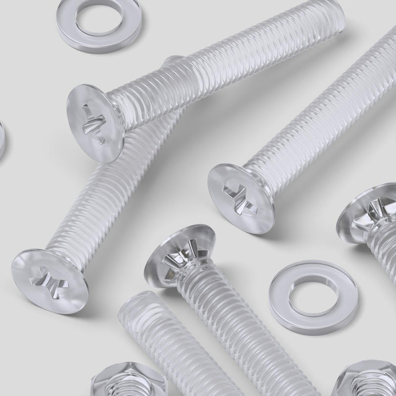 [Australia - AusPower] - 60 x Crosshead Countersunk Screw Nuts and bolts, Transparent Clear Plastic Acrylic, M6 x 40mm - Acrylic Plastic Screws, (15/64 x 1-37/64 in) 