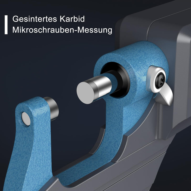 Micrometer Digital Outside Micrometer Measuring Range 0-25.4 mm, Resolution 0.001 mm / 0.00005 Inch, Electronic Micrometer LCD Micrometer, Thickness Gauge Tester, Length Measuring Tool