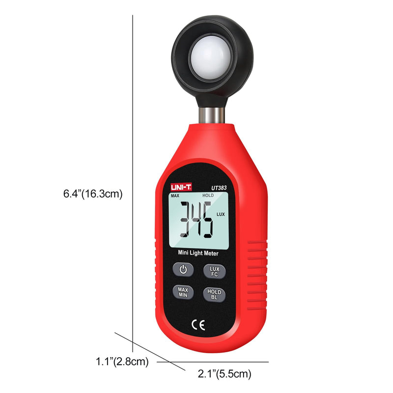 UNI-T UT383 Light Meter Lux Meter Lumens Digital Illuminance Meter 0~199,900 Lux (0~18,500 FC) Foot Candles Luxmeter for Film Photography Plants Photometer Lighting Intensity Brightness Measurement