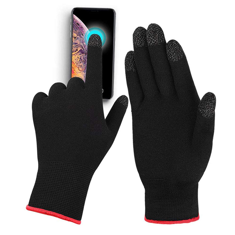 [Australia - AusPower] - Gaming Gloves, Anti-Sweat Breathable Touch Finger Game Glove for Highly Sensitive Nano-Silver Fiber Material, Support Almost All Mobile Gaming (Black) 