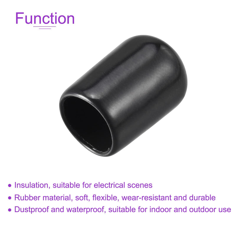 [Australia - AusPower] - DMiotech 100 Pack 3/8" ID Black Screw Thread Protectors Rubber End Caps Bolt Covers for Screw Bolt Furniture Pipe 3/8" 