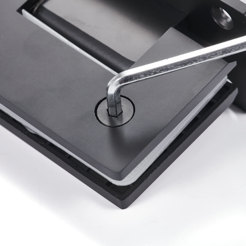 Ranbo 90 Degree Shower Glass Door Hinge, Matte Black, 1 Pack | solid 5mm-thick 304 stainless steel, wall to glass mount, for 5/16"-1/2" (8mm-12mm) thick frameless doors 90-degree glass-to-wall