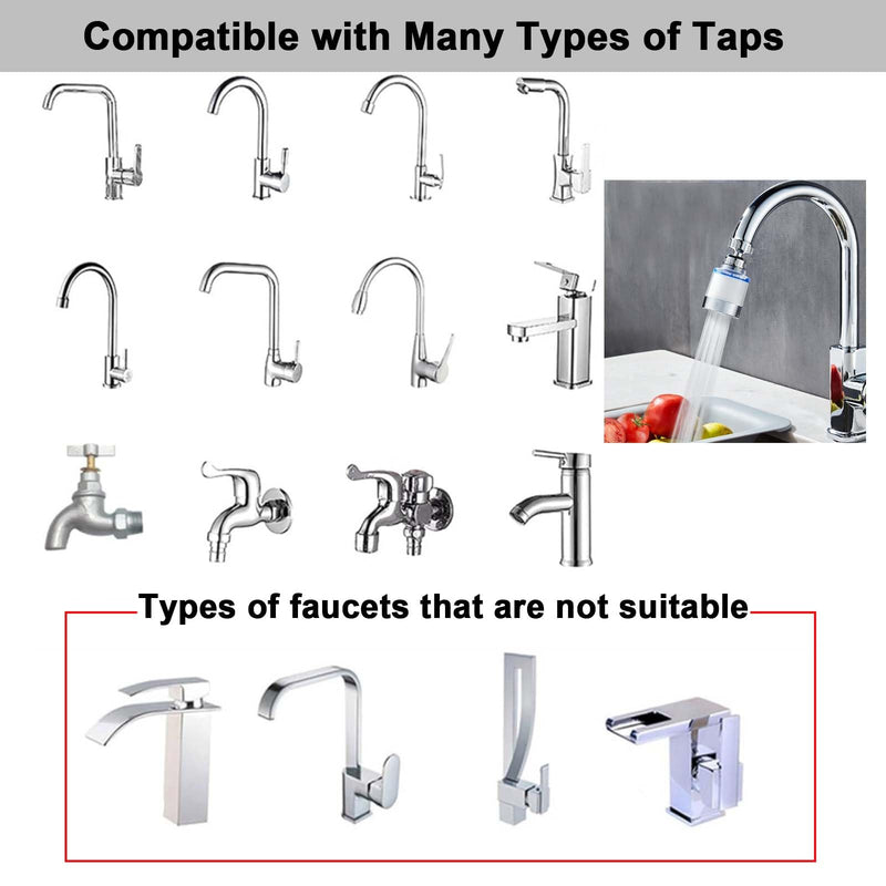 [Australia - AusPower] - XIATIAN Pack of 2 Water Filter Tap, 360° Tap Filter with 6 Pieces PP Cotton Filter Element and Universal Adapter, Tap Filter for Home, Kitchen, Bathroom, Sink 