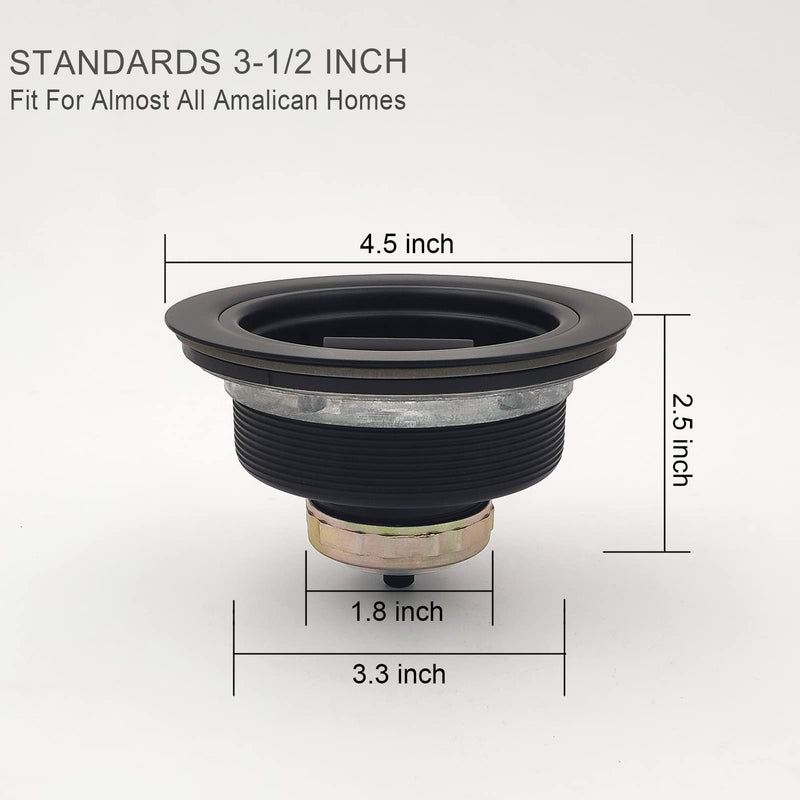 EADOT 3-1/2 Inch Matte Black All Stainless Steel Kitchen Sink Drain Strainer Assembly with Strainer Basket, Drain Stopper Replacement for 3.5 Inch Kitchen Sink