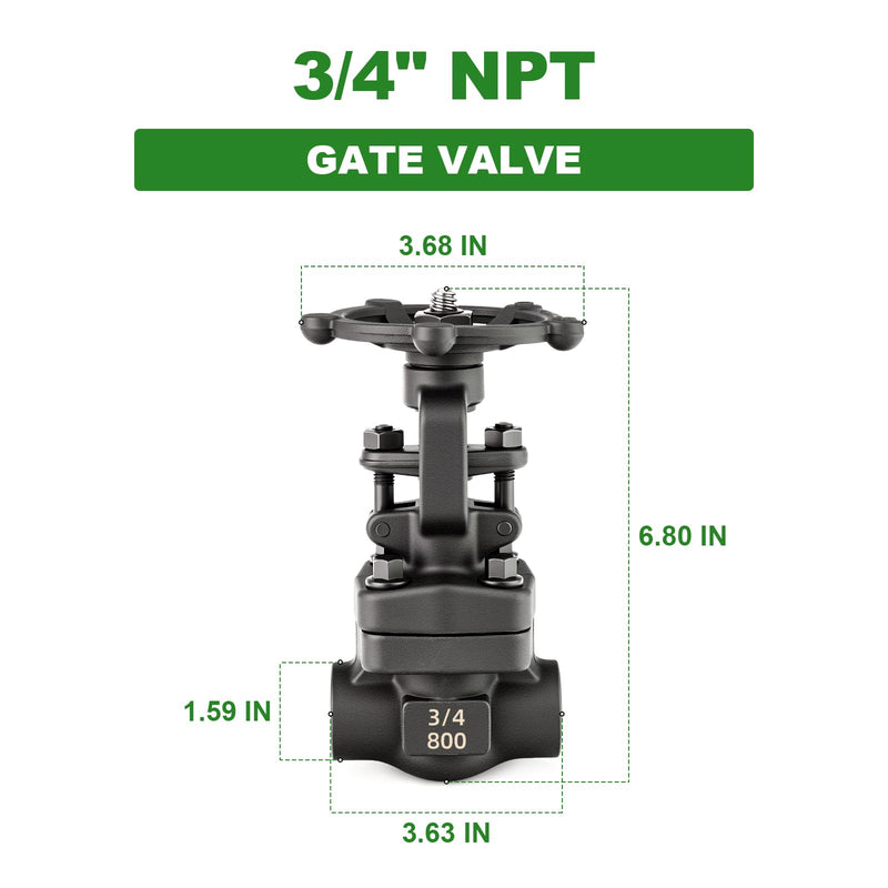 [Australia - AusPower] - TAISHER 1PCS Forging of Carbon Steel Gate Valve, 3/4" NPT Female Rotary Sluice Valve With Wheel Handle, For Water, Oil, Gas 