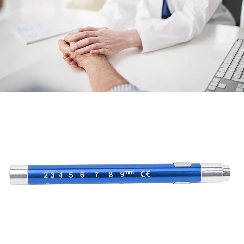 [Australia - AusPower] - Pen Lights for Nurses, Aluminum Alloy LED Penlight with Pupil Gauge – Concave Design for Precise Yellow Lighting, Medicals Pen Light(Blue) 