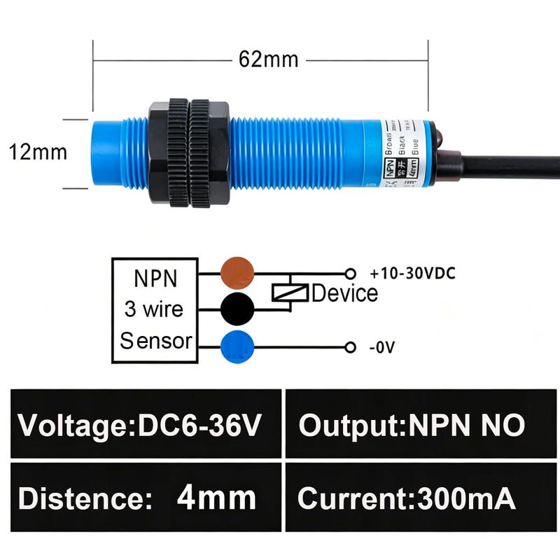 Gebildet 2 pieces M12 inductive proximity sensor switch NPN NO 6-36V 4mm LJ12A3-4-Z/BX LJ12A4-4-Z/BX